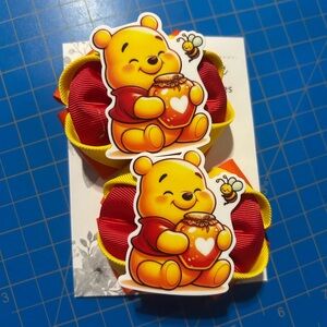Winnie the Pooh Red and Yellow Hair Clips